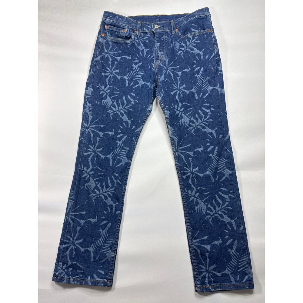 Levi's 511 Men's Slim Fit Straight Leg Floral Blue Denim Jeans - 34x30 (34x29)